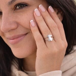 Silver color Bear Ring size 7 adjustable